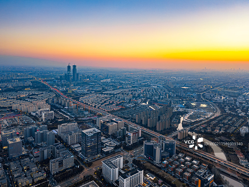 上海浦东张江高科技园区航拍 科学之门 张江双子塔图片素材