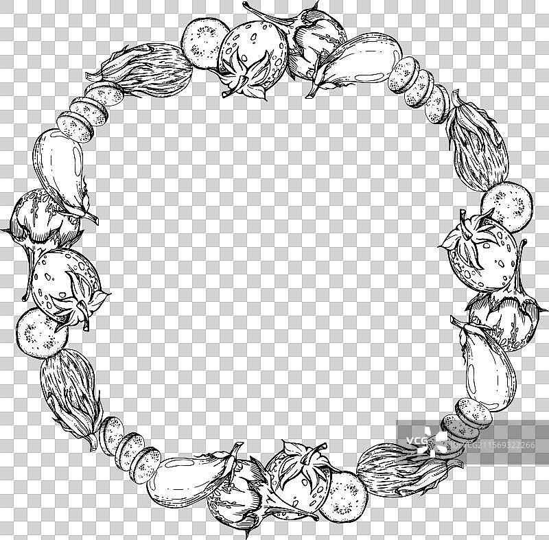 手绘墨水南瓜和葫芦素描艺术图片素材