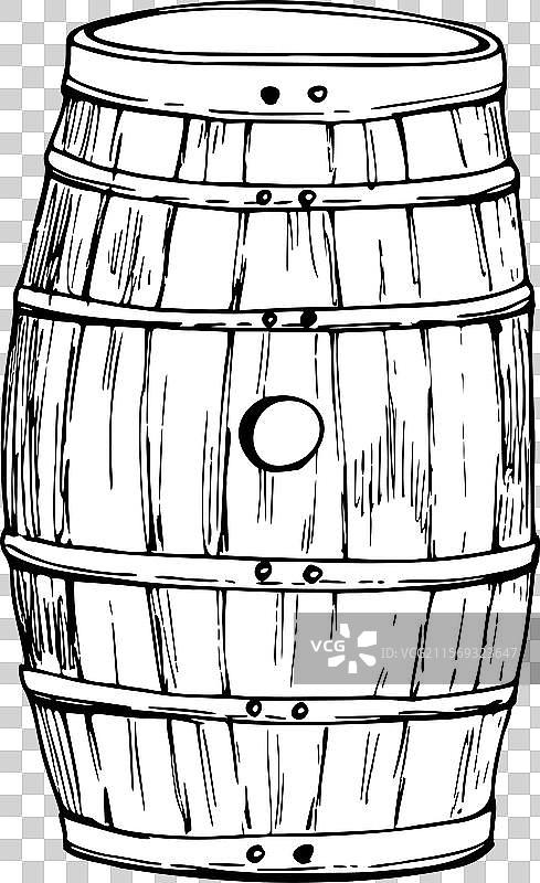 手绘墨水素描的孤立木制物体图片素材