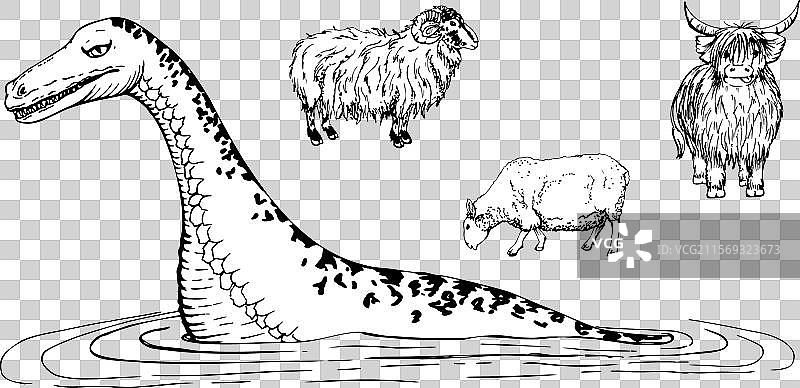 手绘墨水素描的孤立物体图片素材