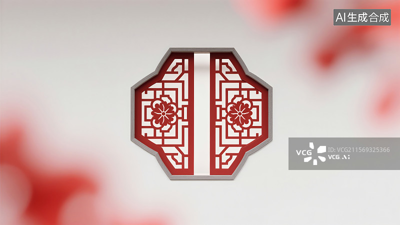 【AI数字艺术】红色和白色相间的窗格中包含花朵设计图片素材