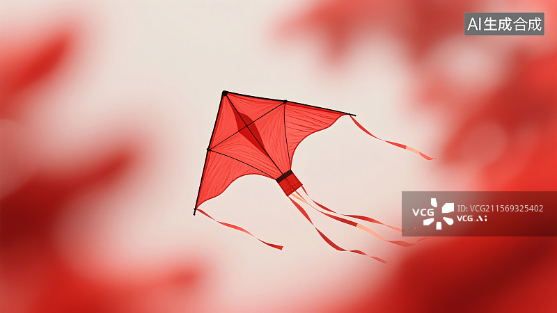 【AI数字艺术】红色风筝在空中飘扬图片素材