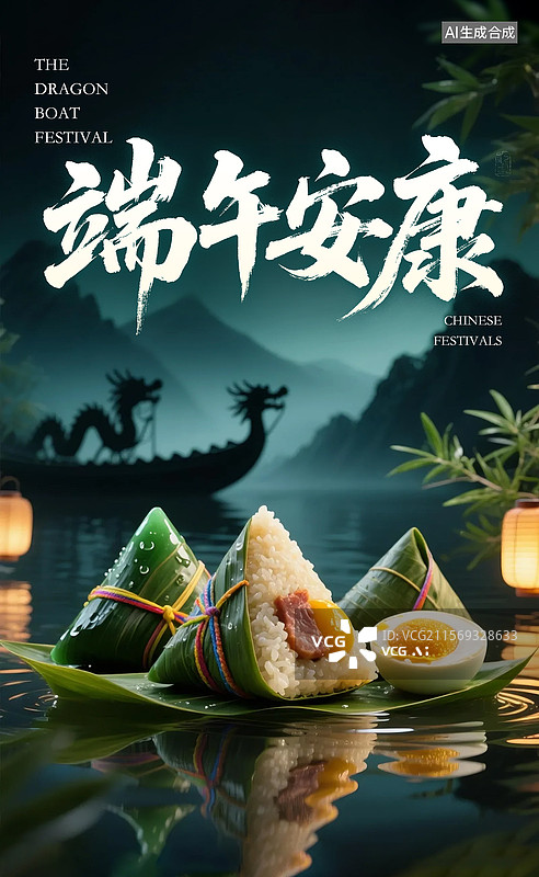 【AI数字艺术】中式端午节粽子海报图片素材