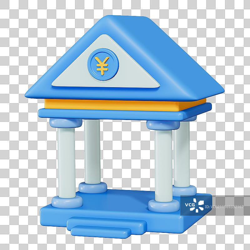 银行交易所建筑3D卡通插画元素图片素材