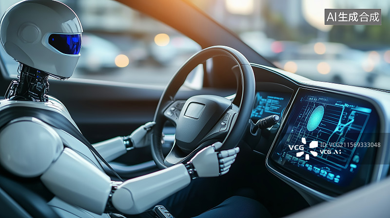 【AI数字艺术】开车的机器人图片素材