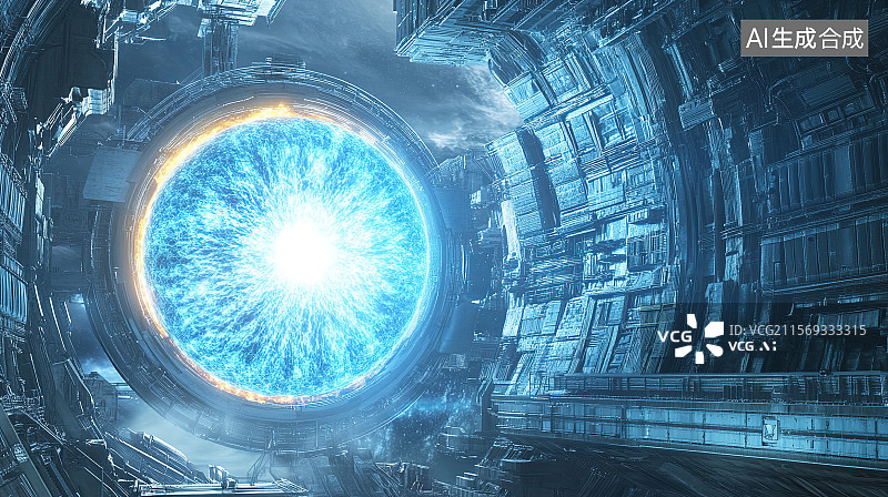 【AI数字艺术】新能源可控核聚变设备人造太阳装置图片素材