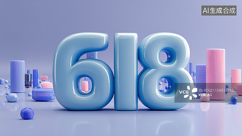 【AI数字艺术】618购物节购物节，数字618图片素材