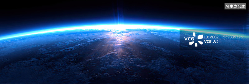 【AI数字艺术】抽象蓝色科技背景宁静的太空地球视角深蓝宇宙景观柔和大气光芒和平夜景创意背景壁纸屏保装饰画图片素材