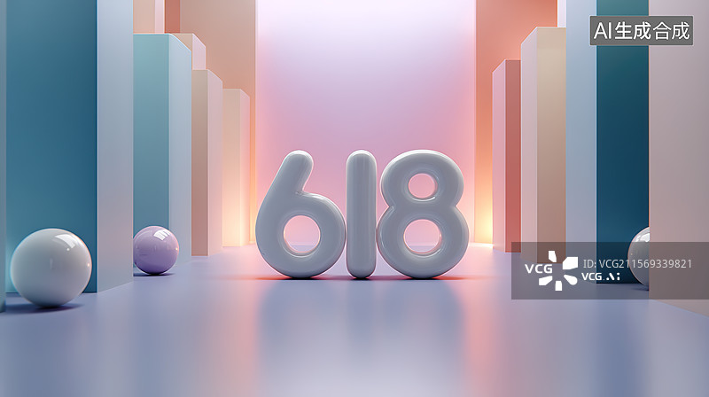 【AI数字艺术】数字618，电商购物节年中大促销图片素材