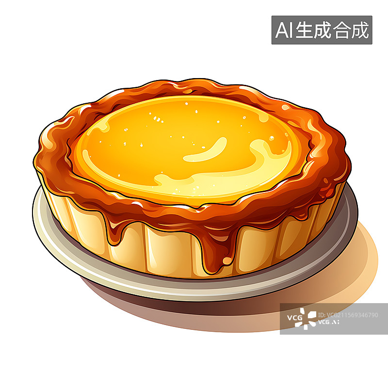 【AI数字艺术】蛋挞水彩美食插画图片素材