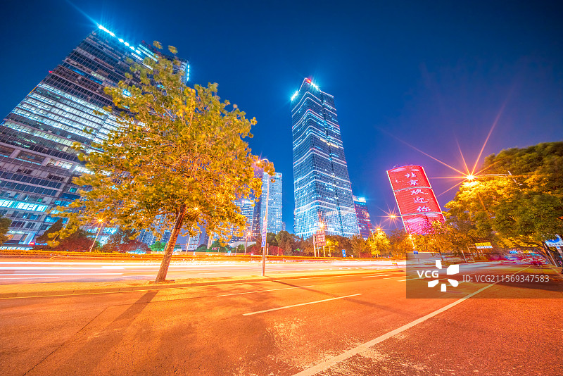 北京城市风光CBD夜景图片素材