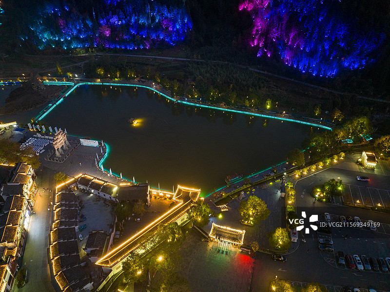 西递夜景图片素材