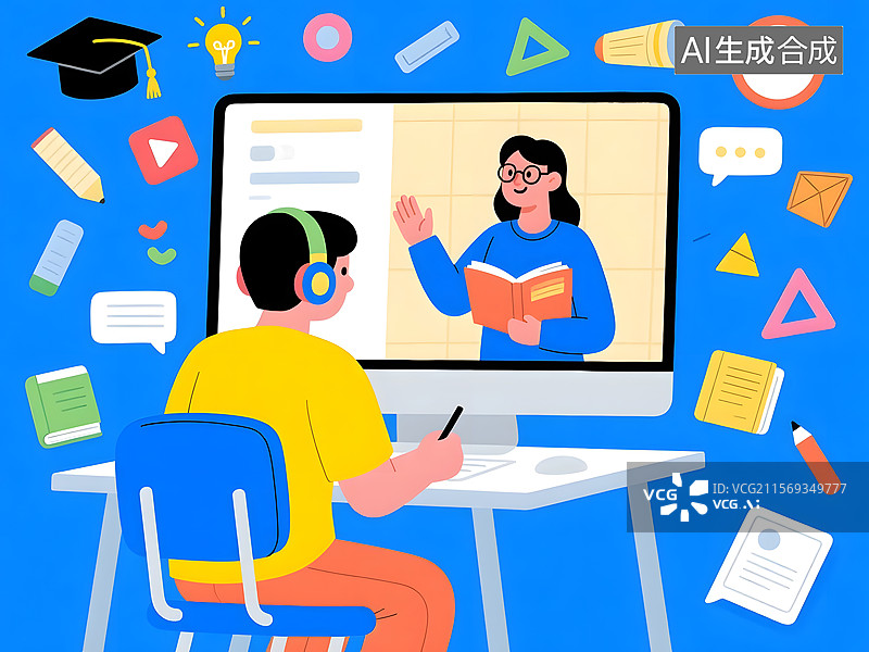 【AI数字艺术】学生的教育学习概念插图图片素材