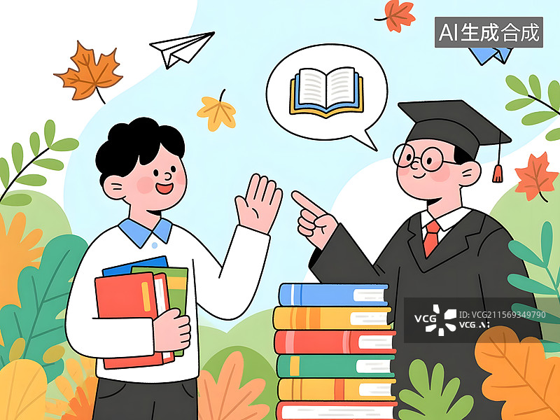 【AI数字艺术】学生的教育学习概念插图图片素材