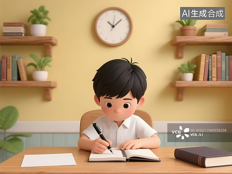【AI数字艺术】高考毕业生的考试学习插画图片素材