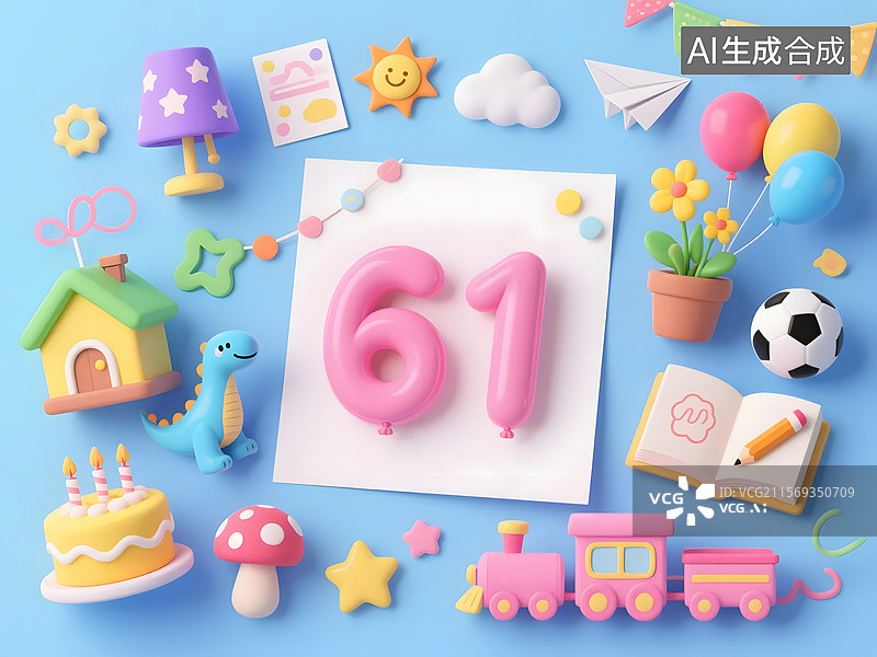 【AI数字艺术】六一儿童节主题的卡通场景插图图片素材
