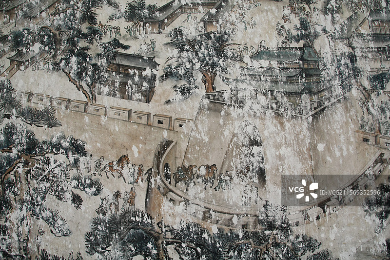 甘肃张掖大佛寺壁画甘州古城图图片素材