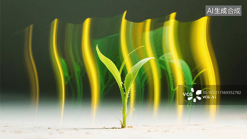 【AI数字艺术】[动感模糊效果下的幼苗生长场景][创意摄影风格][农业主题、生机活力宣传画]图片素材
