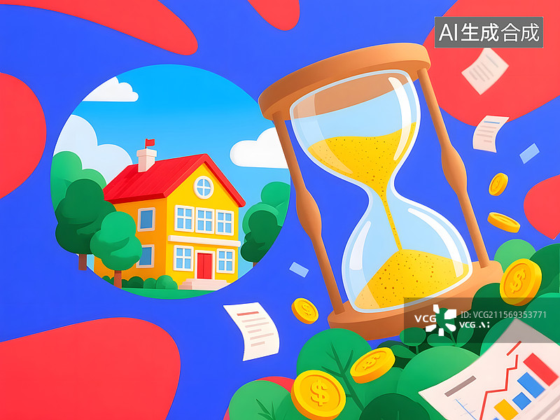 【AI数字艺术】3D学校与时间的创意场景插图图片素材