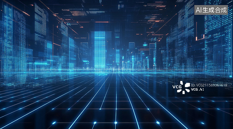 【AI数字艺术】未来科技城市虚拟空间图片素材