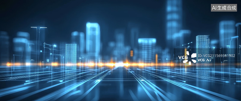 【AI数字艺术】未来城市的数字化网络图片素材