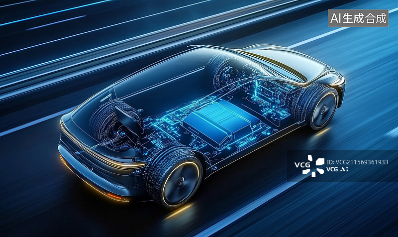 【AI数字艺术】电动汽车内部结构示意图图片素材