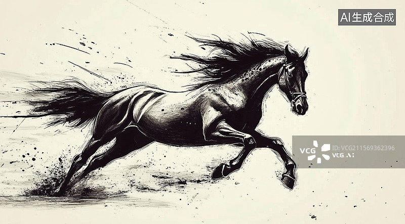 【AI数字艺术】奔腾的骏马图片素材
