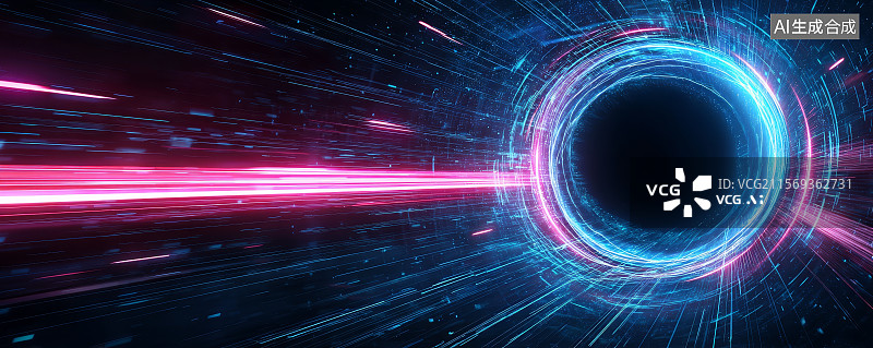 【AI数字艺术】高速光效与黑洞的抽象表现图片素材