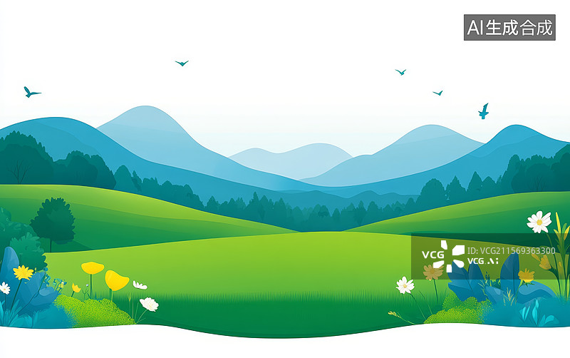 【AI数字艺术】青山绿水田园风光图片素材