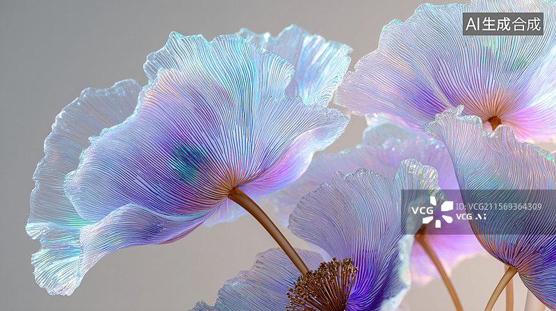 【AI数字艺术】彩虹色花瓣的花卉特写图片素材