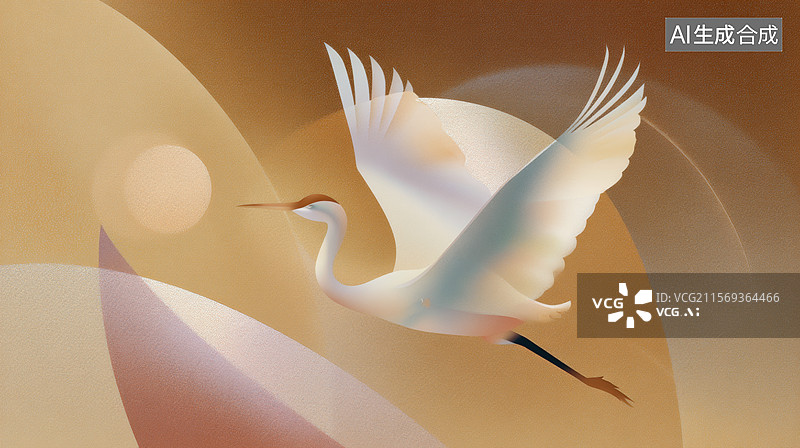 【AI数字艺术】飞翔的白鹭图片素材