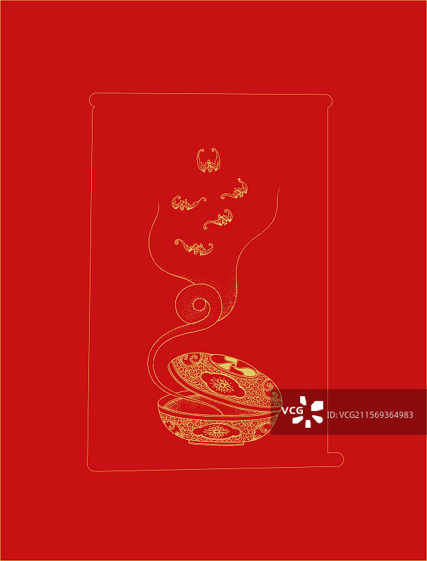 图风图案设计，中国吉祥图案，五蝠合盒纹图片素材