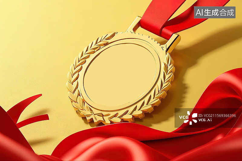 【AI数字艺术】3D渲染的齿轮麦穗环绕立体奖章图标图片素材