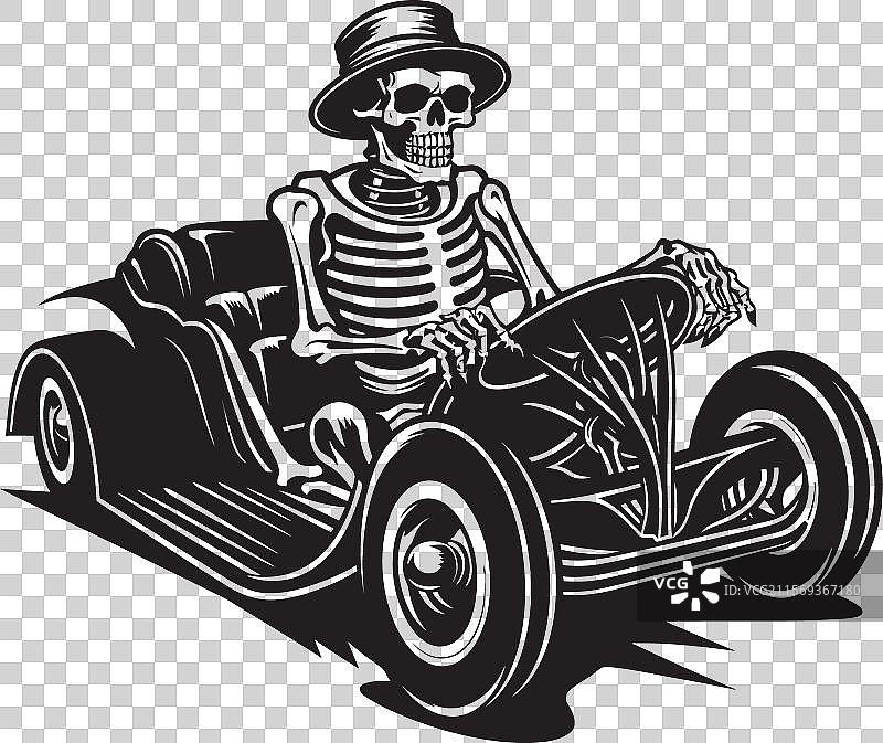 幽灵般的变速杆汽车与骷髅图标图形图片素材