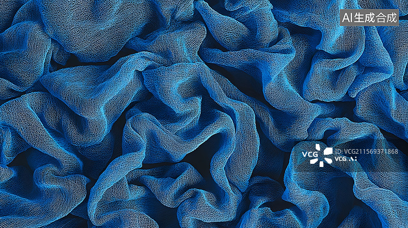 【AI数字艺术】深蓝色染色纱布纹理背景天然纺织材料图片素材
