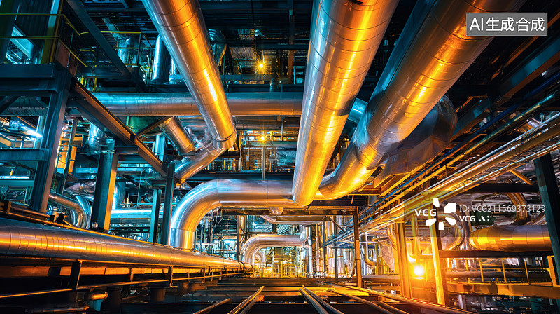 【AI数字艺术】工业管道网络系统图片素材