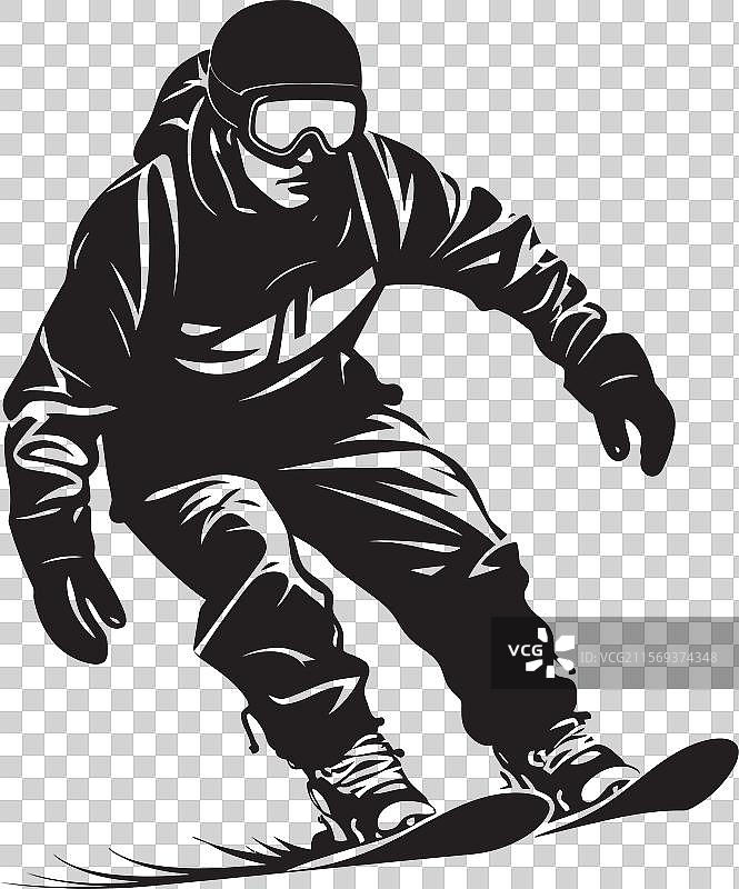 雪崩王牌标志与滑雪板男士图形图片素材