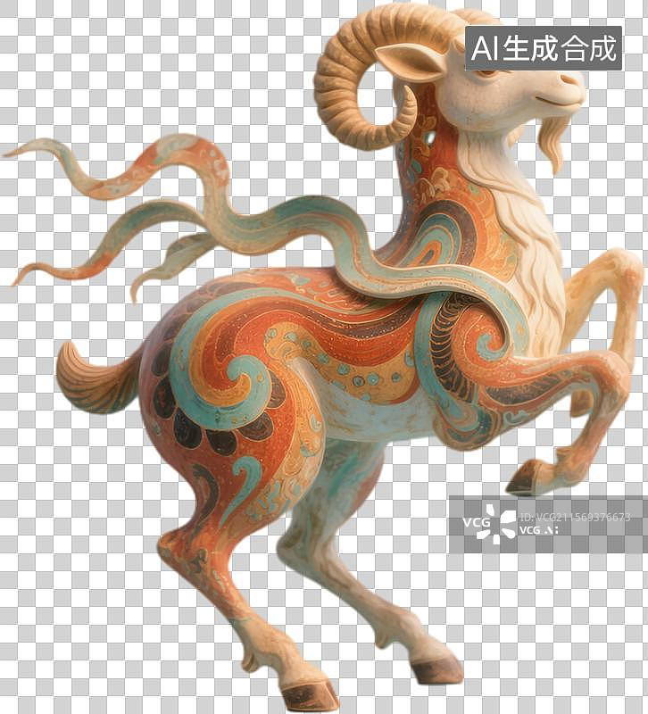 【AI数字艺术】敦煌岩彩生肖神兽免抠素材羊图片素材