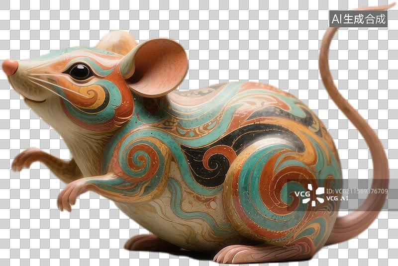 【AI数字艺术】敦煌岩彩生肖神兽免抠素材鼠图片素材