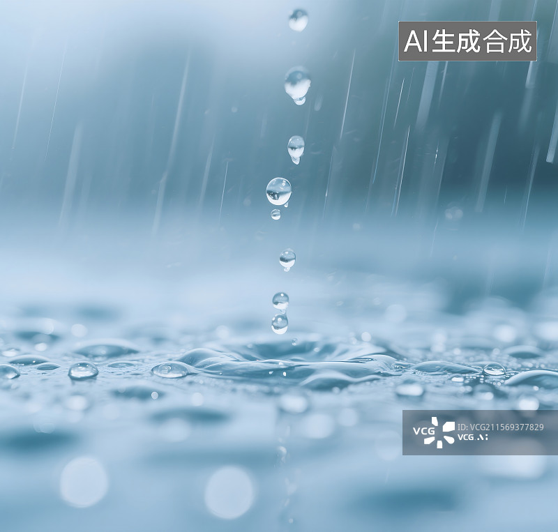 【AI数字艺术】雨水溅落，水珠图片素材