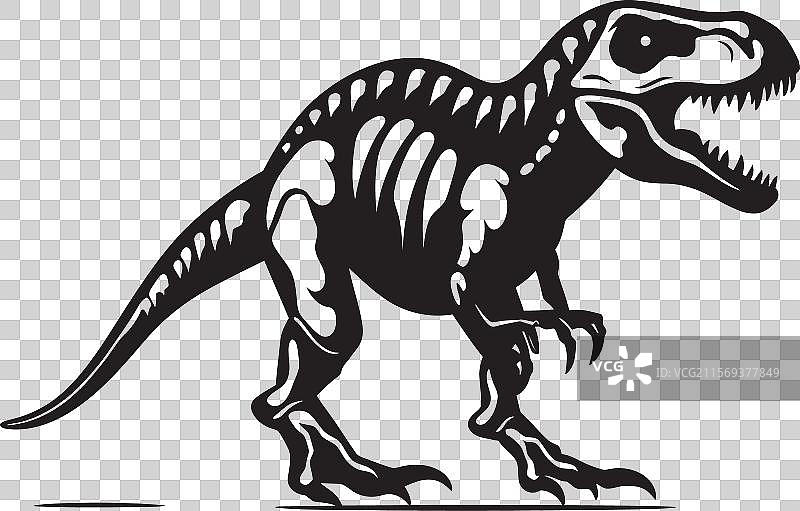 中生代霸王龙骨架徽章图片素材