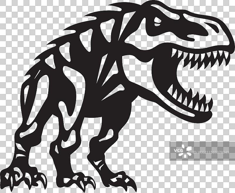 侏罗纪巨齿霸王龙骨架徽章设计图片素材