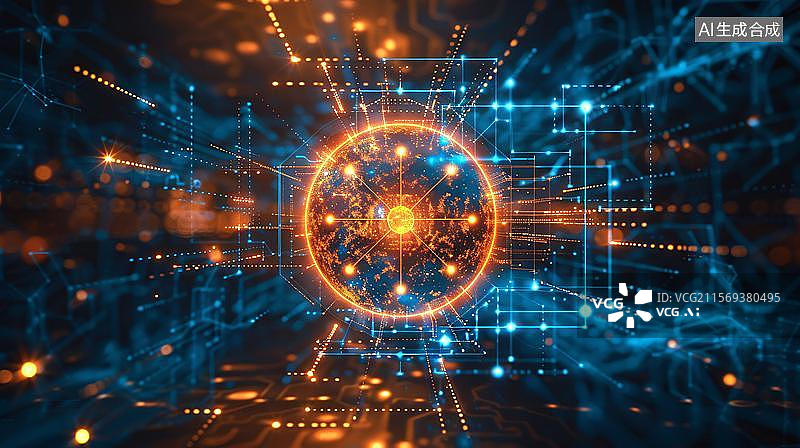 【AI数字艺术】原子科技的未来之光 量子世界的绚丽探索图片素材