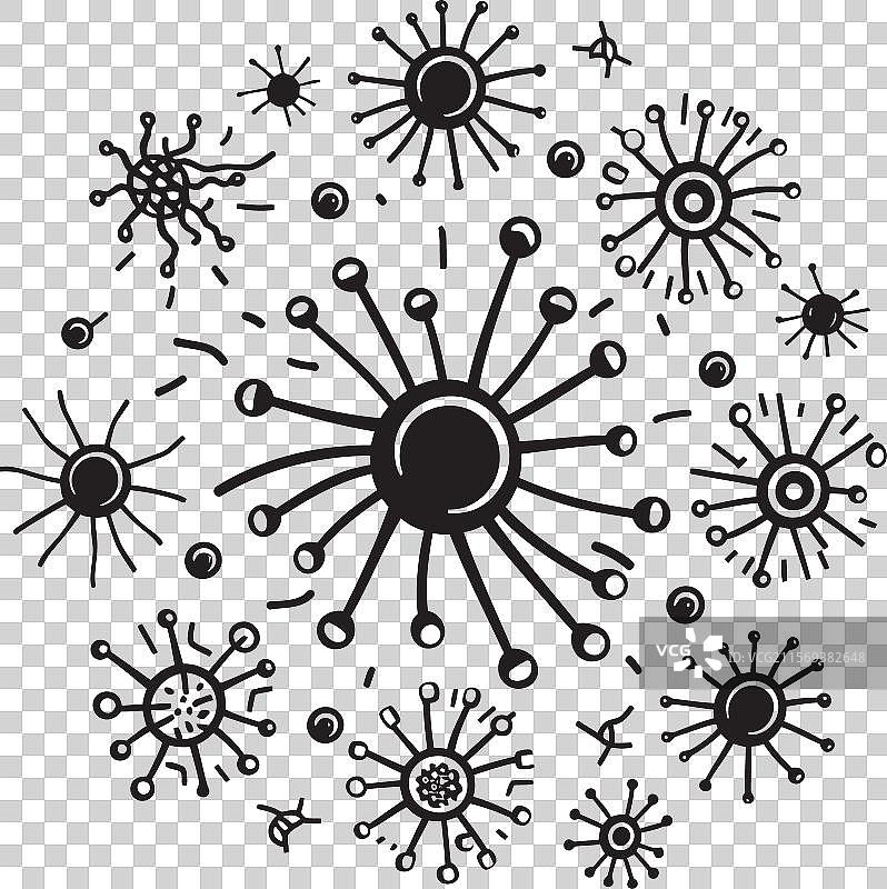 病原体、病毒和细菌的标志性图形图片素材