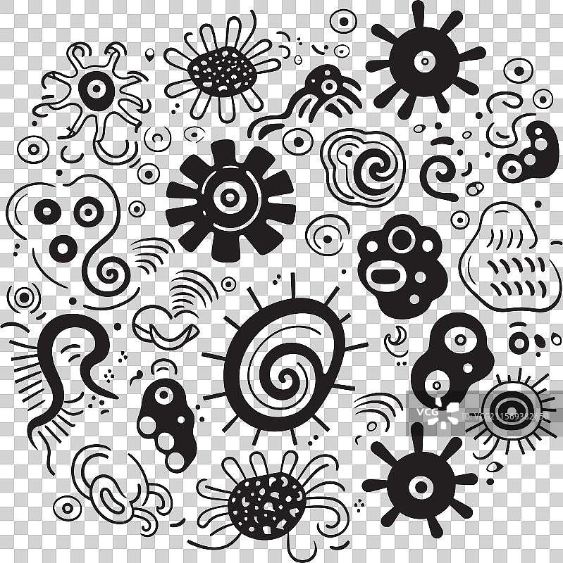病毒和细菌的标志性图形图片素材