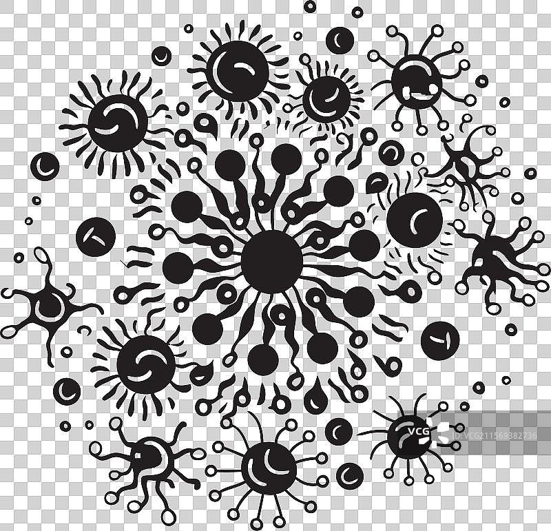 显微和谐标志，包含细菌和病毒图片素材