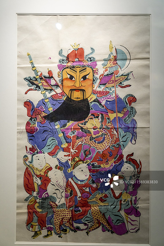 江苏省扬州博物馆“扬州木板年画展”：桃花坞年画“五子将军门神”（民国，扬州博物馆藏）图片素材