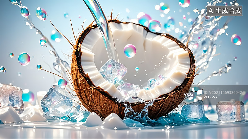 【AI数字艺术】椰子三维插画图片素材