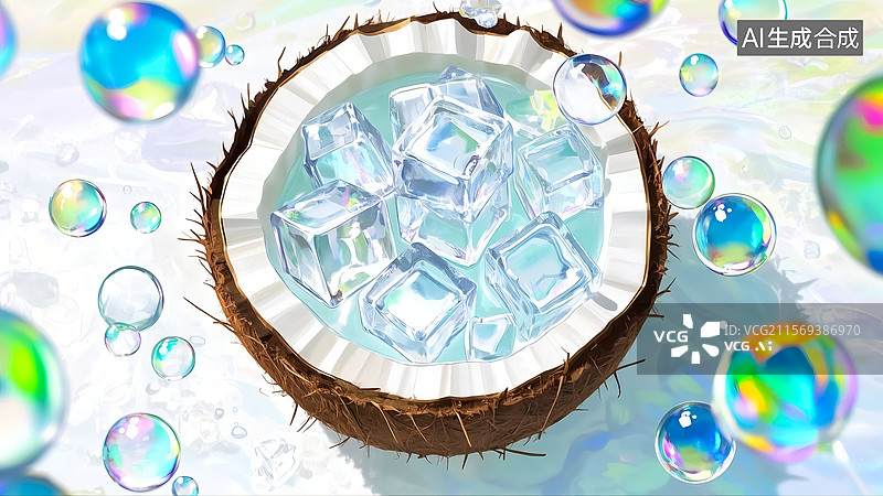 【AI数字艺术】椰子三维插画图片素材