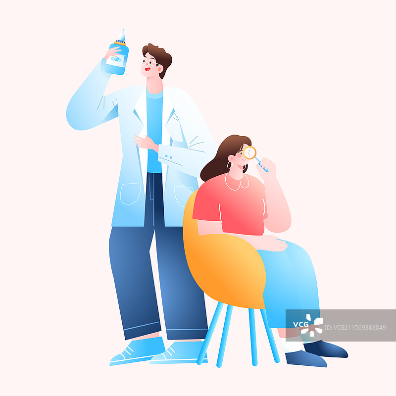 卡通眼科视力检查近视手术医生预防疾病科普检验儿童少儿全国爱眼日配镜目视电商商务医疗健康渐变矢量插画图片素材